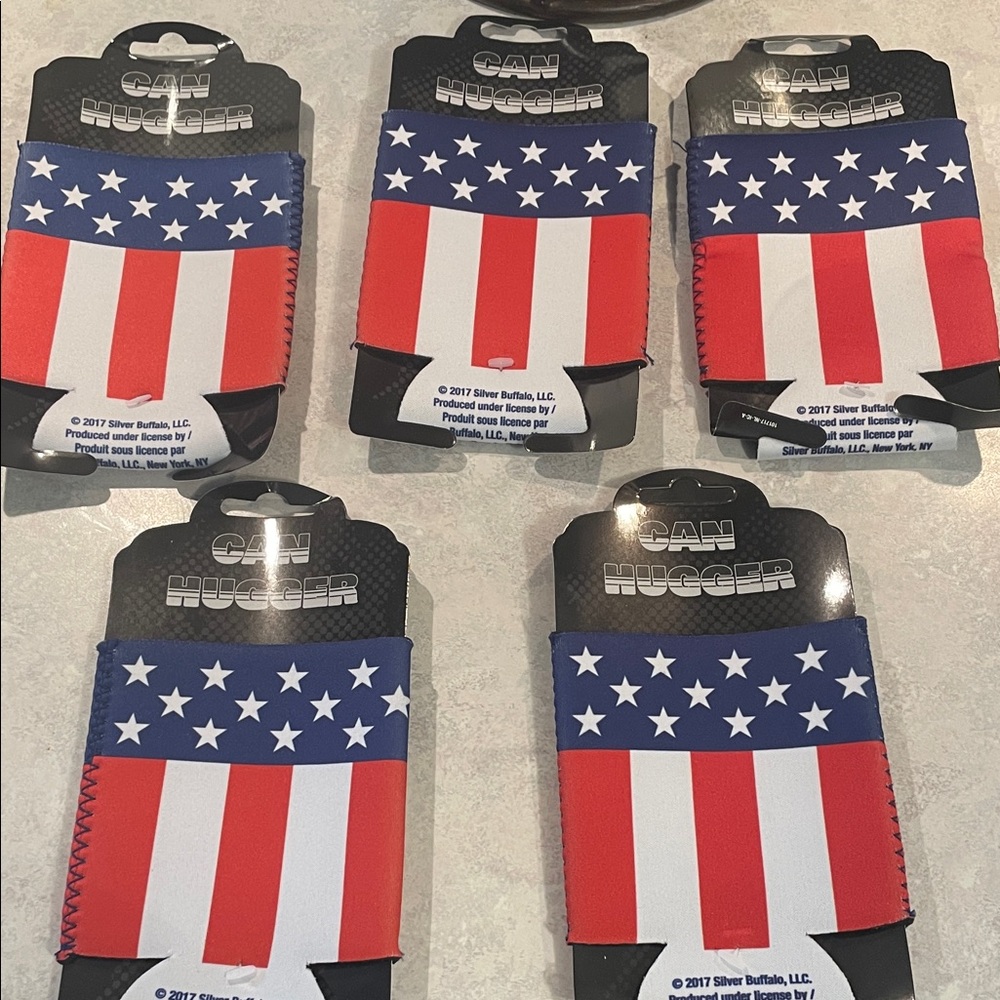 Silver Buffalo American Flag Can Hugger (Koozies) Bundle